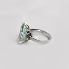 9ct White Gold Baguette Aquamarine and Diamond Dress Ring