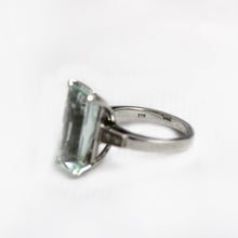 9ct White Gold Baguette Aquamarine and Diamond Dress Ring