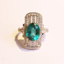 18ct White Gold 3.18ct Emerald and Diamond Cocktail Ring