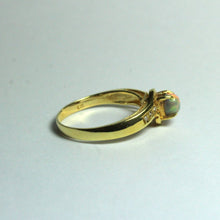 18ct Yellow Gold Solid Opal and Diamond Ring