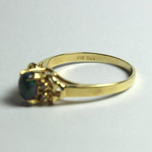 18ct Yellow Gold Solid Opal and Diamond Ring