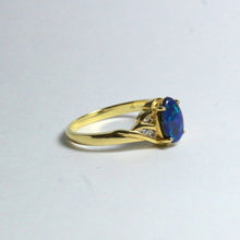 14ct Yellow Gold Solid Opal and Diamond Ring