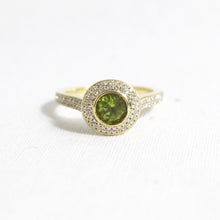 9ct Yellow Gold Peridot and Diamond Dress Ring