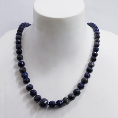 Natural Faceted Graduated  Rondelle Sapphire Necklace, Princess Length