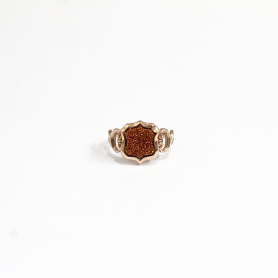 9ct Rose Gold Sunstone Shield Signet Ring
