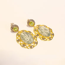 Seraphinite, Peridot and Diamond Earrings