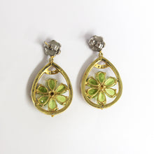 Peridot, Diamond and Red Enamel Earrings