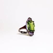9ct White Gold Peridot and Diamond Ring