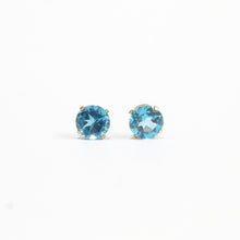 18ct Yellow Gold Swiss Blue Topaz Stud Earrings