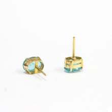 18ct Yellow Gold Blue Tourmaline Stud Earrings