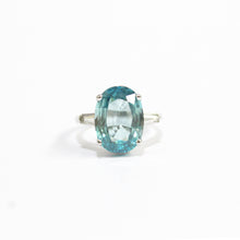 Vintage Platinum Blue Zircon and Diamond Dress Ring