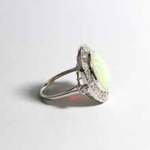 Solid White Opal and Diamond Dress Ring