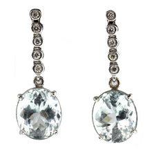9ct White Gold Aquamarine and Diamond Stud Drop Earrings