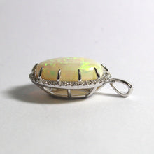 Solid White Opal and Diamond Pendant