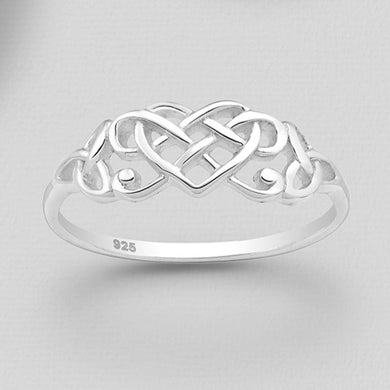 Sterling Silver Celtic Knot Heart Signet Ring