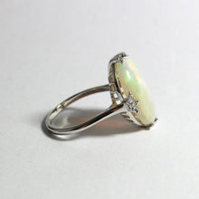 Solid White Opal and Diamond Ring