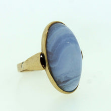 Antique 9ct Yellow Gold Banded Lavender Agate Ring