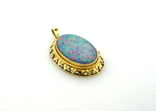 Large Edwardian Black Opal Doublet Gold Pendant