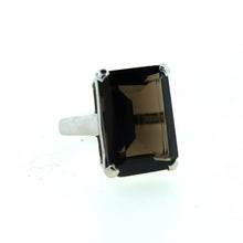 Sterling Silver Smokey Quartz Rectangular Ring