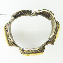 Antique Silver Filigree Carved Ivory Bracelet