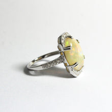 Solid White Opal and Diamond Dress Ring