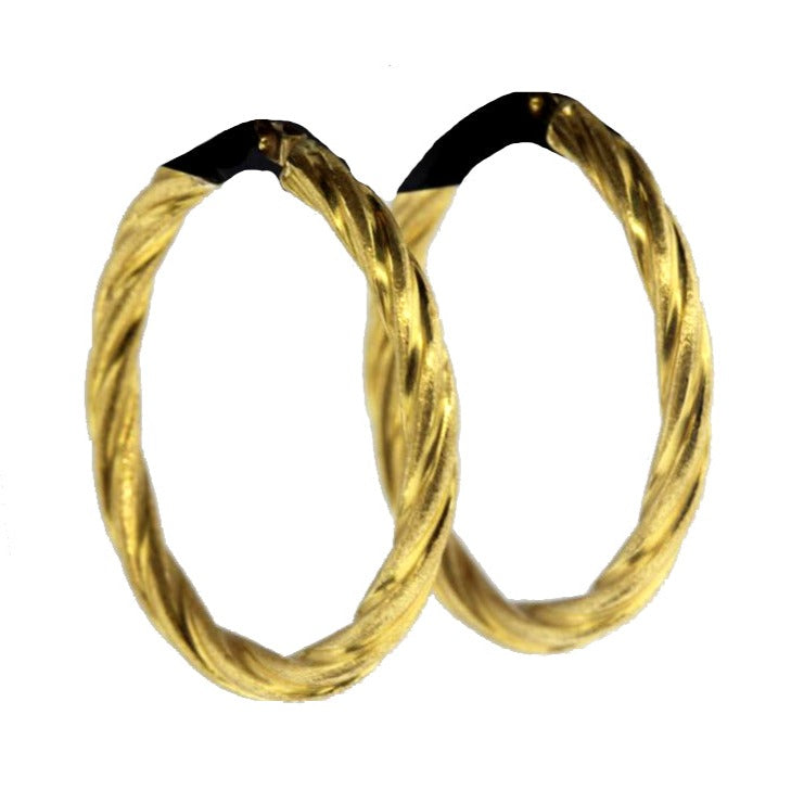Vintage 18ct Yellow Gold Twist Hoop Earrings