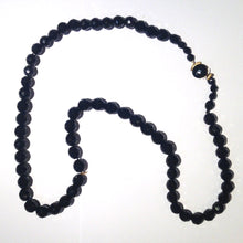 French Jet Crystal Faceted Bead Necklace with Clasp