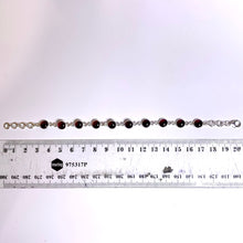 Sterling Silver Round Cabochon Cut Garnet Bracelet