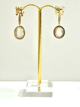 Diamond and Cabochon Moonstone Earrings