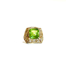 9ct Yellow Gold 3.95ctw Peridot and Diamond Ring
