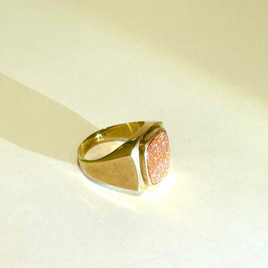 9ct Gold Men's Signet Sunstone Ring