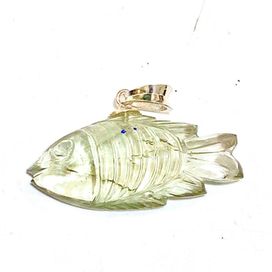 Hand-carved Fluorite fish pendant