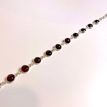 Sterling Silver Round Cabochon Cut Garnet Bracelet