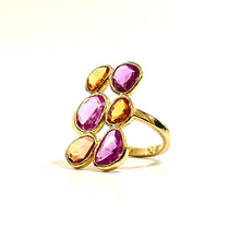 18ct Yellow Gold Pink and Orange Sapphire Ring