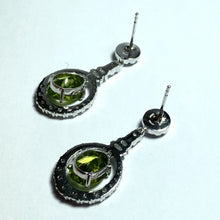 9ct White Gold Peridot and Diamond Stud Drop Earrings