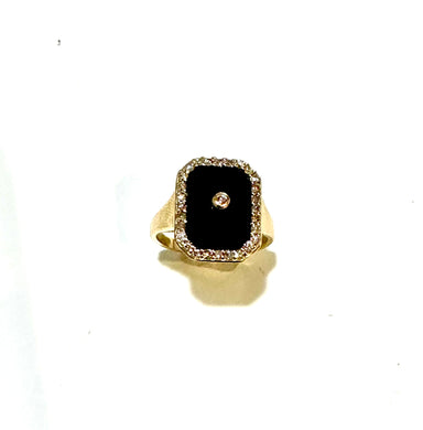 Black Onyx and Diamond Ring