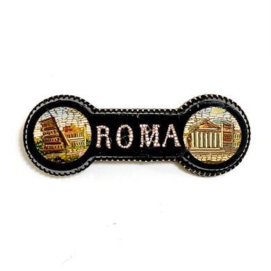 Italian ‘ROMA’ Micro Mosaic and Whitby Jet Brooch