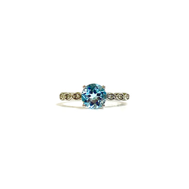 Sterling Silver Swiss Blue Topaz and Cubic Zirconia Ring
