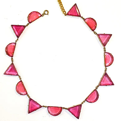 Rare Pink Vintage Czech Glass Necklace