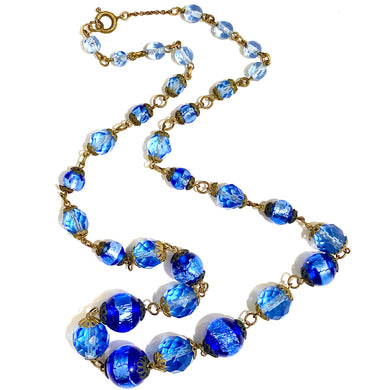 Blue Venetian Glass Beaded Necklace