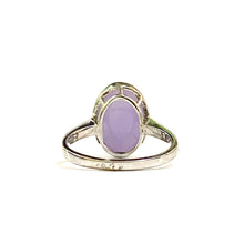 9ct White Gold Oval Cabochon Lavender Jade Ring