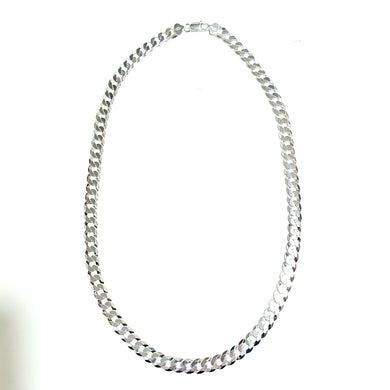 Sterling Silver 9.2mm Flat Curb Chain Link Necklace