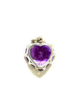 9ct White Gold Heart Shaped Amethyst Pendant