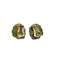 Vintage Enamel Gold Plated Clip-on Earrings