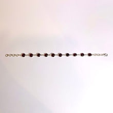 Sterling Silver Round Cabochon Cut Garnet Bracelet