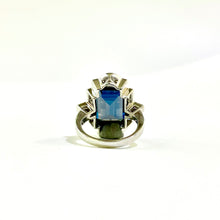18ct White Gold London Blue Topaz and Diamond Ring
