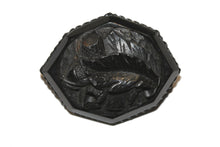 Octagon Carved Acorn Whitby Jet Brooch