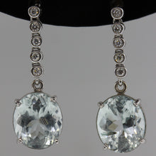 9ct White Gold Aquamarine and Diamond Stud Drop Earrings