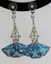 9ct White Gold London Blue Topaz and Diamond Drop Earrings