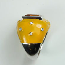 Citrine, Cubic Zirconia and Enamel Ring